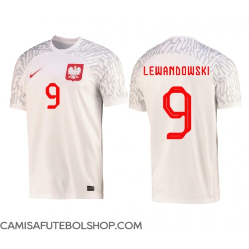Camisa de time de futebol Polônia Robert Lewandowski #9 Replicas 1º Equipamento Mundo 2022 Manga Curta